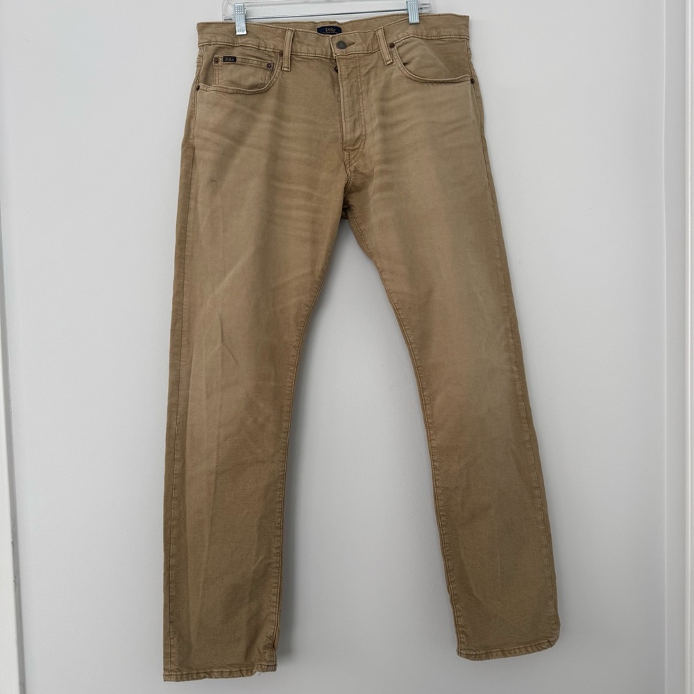 Ralph Lauren Jeans Slim Straight Stretch Khaki Tan Streetwear Men's 36x34